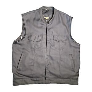 Vance Leathers Men’s Black Mesh Motorcycle Vest Sz 52 Biker Riding Snap Pockets